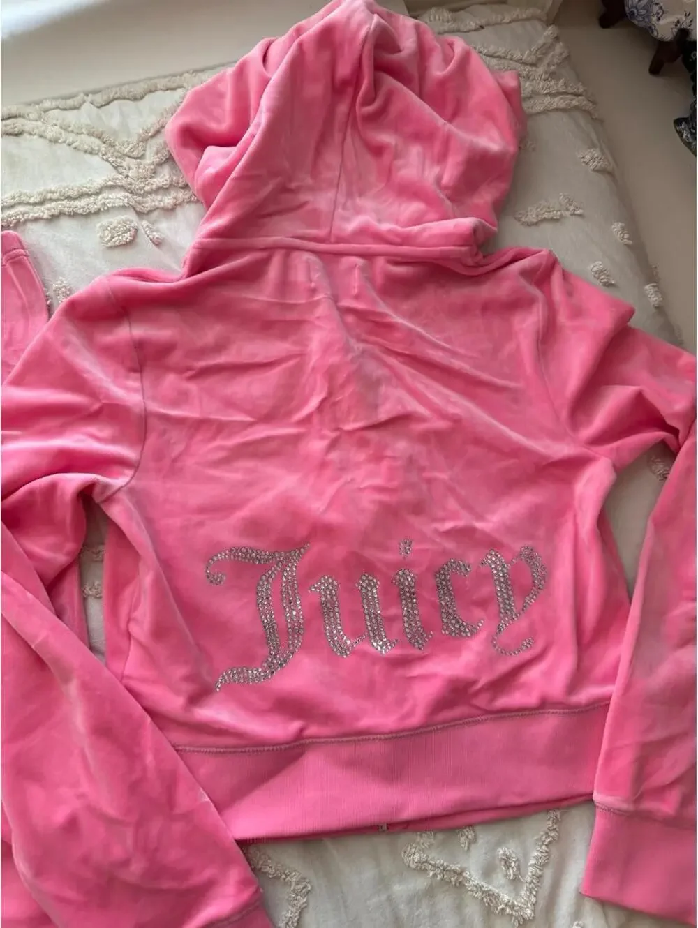 Juicy Couture Hot Pink Velour Matching Set Pants S Zip Hoodie M NWT